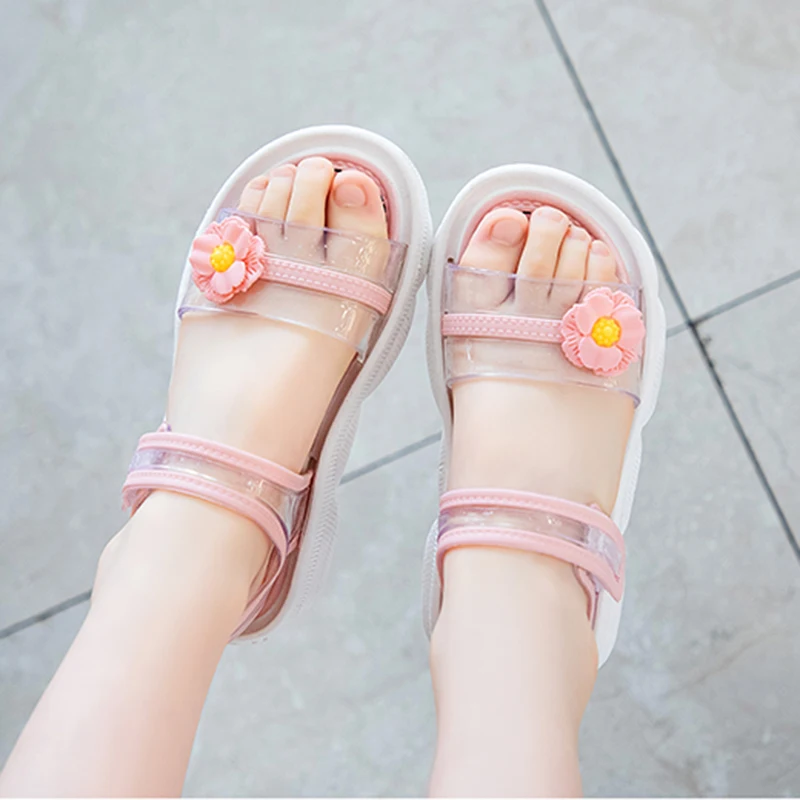 

2021 Summer Crystal Baby Girls Sandals For Kids Children Toddler Flower Party Lovely Casual Sweet Princess Outdoor Beach Shoes