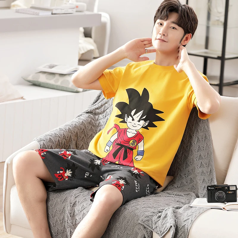 Пижама с коротким рукавом из чистого хлопка в японском стиле для мужчин и женщин