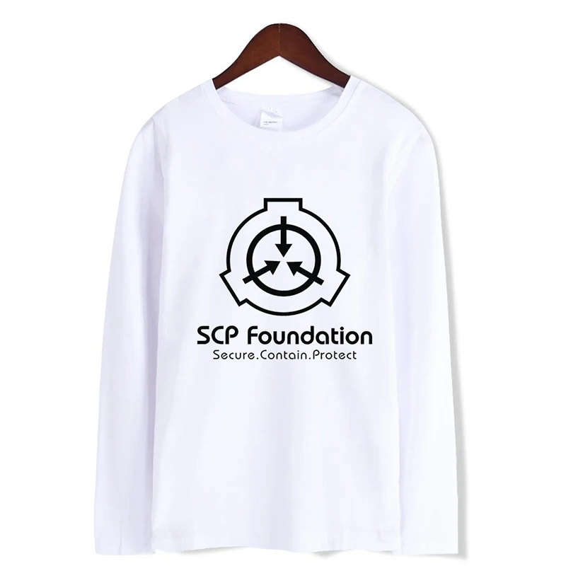 Весенне осенняя футболка Scp Foundation модная мужская и женская Повседневная с