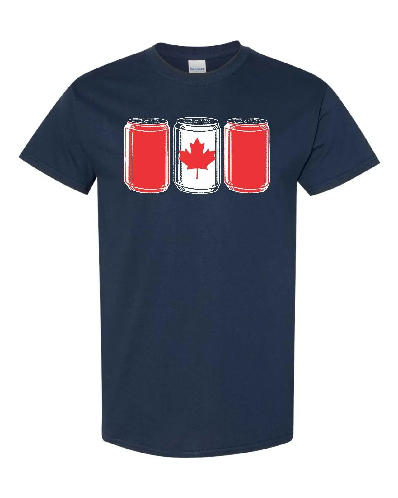 

Canada Flag Patriotic Beer Can Drinking Team Canadian Flag Men's Tee Shirt