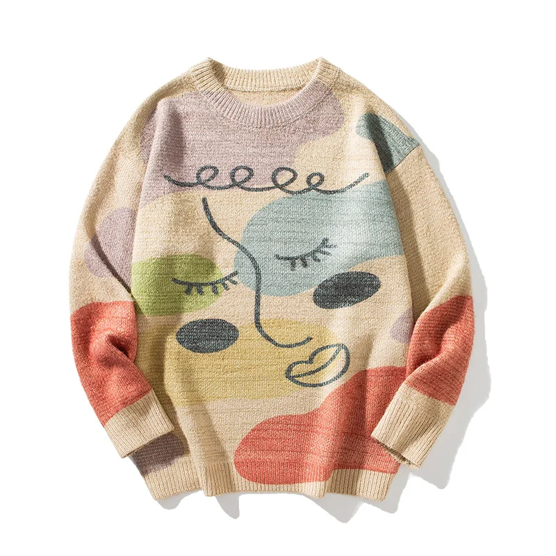 

New Abstract bts Pullovers for Men Crewneck Contrast T-shirt&Sweater