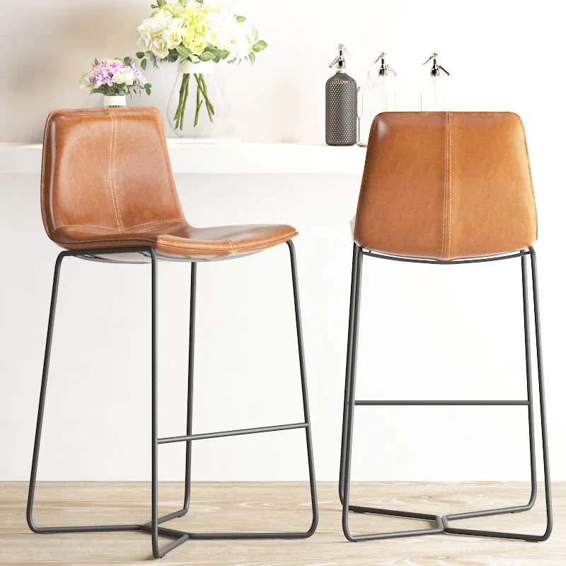 

Nordic Iron Bar Chair Bar Ktv Office Front Desk Special Chair Creative High Foot Bar Chair Simple Leather Bar Chair