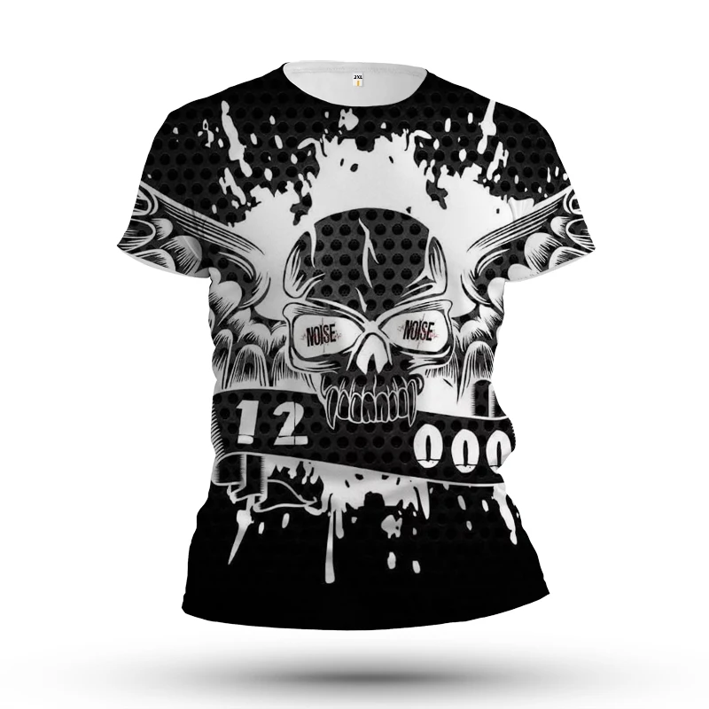 

3D Skull Theme Print T-shirt Men's Street Horror Series Fashion Trend Hip Hop Street Cool And Comfortable Short Sleeve