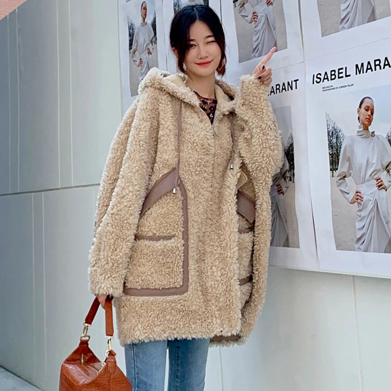 Пальто с натуральным мехом 100% шерстяная куртка осеннее зимнее пальто женская