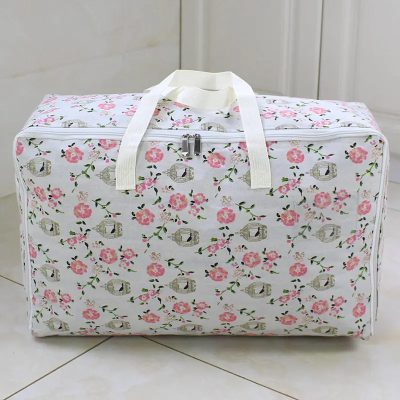 pink flowers Портативный шкаф для одежды сумка дышащая сумка для хранения с ручкой Анти-пыль пакет одеяло Органайзер Домашний Органайзер с рисунком - Цвет: pink flowers