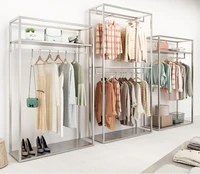 clothing store display rack nano silver floor standing womens clothing store dedicated double layer hanger display rack