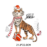 2021 new christmas cool tiger iron on transfers anime parches thermo stickers on kids clothes cute patches for clothing jackets