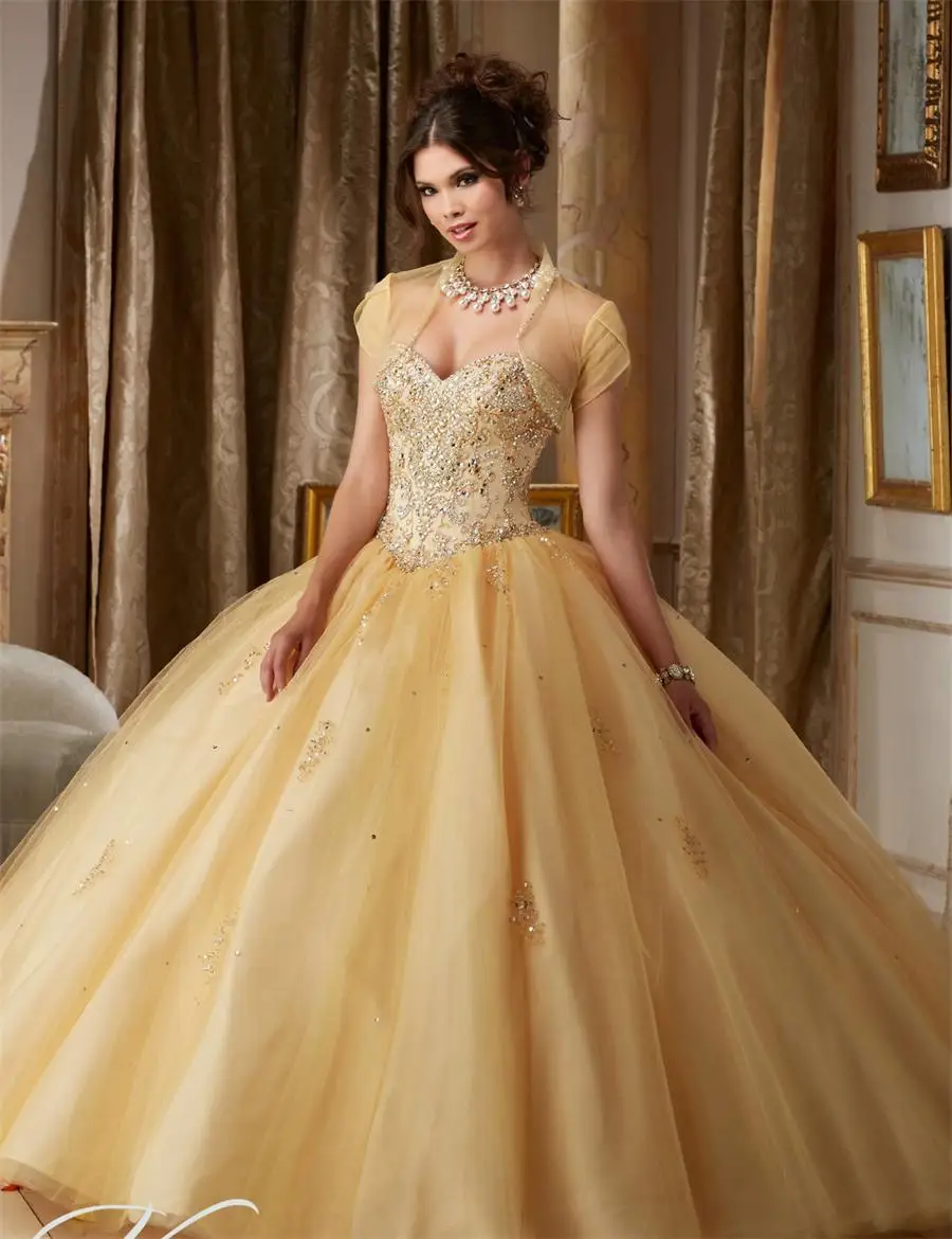 

Gold Quinceanera Dresses With Jacket Ball Gown Embroidery Beading Baby Blue Quinceanera Dresses Lace Up vestidos de 15 anos