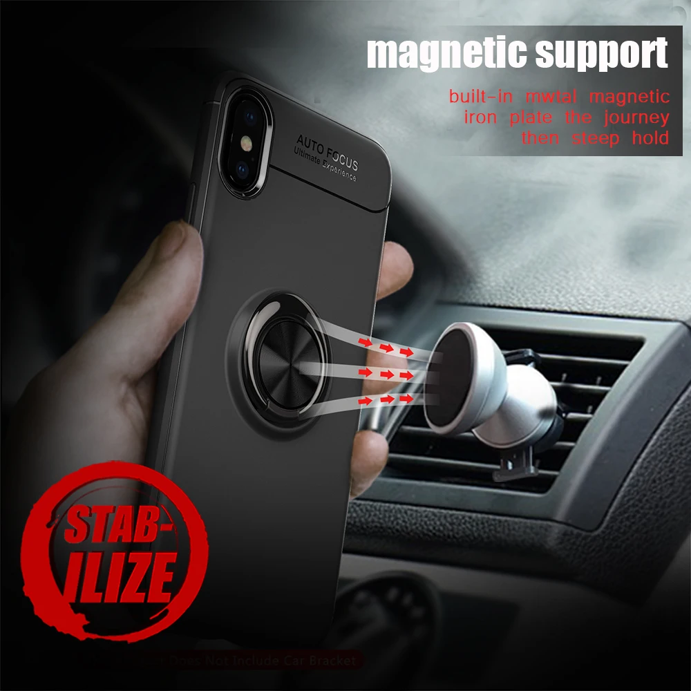 Роскошные магнитные чехлы для телефонов с кольцом на палец iphone X XS max