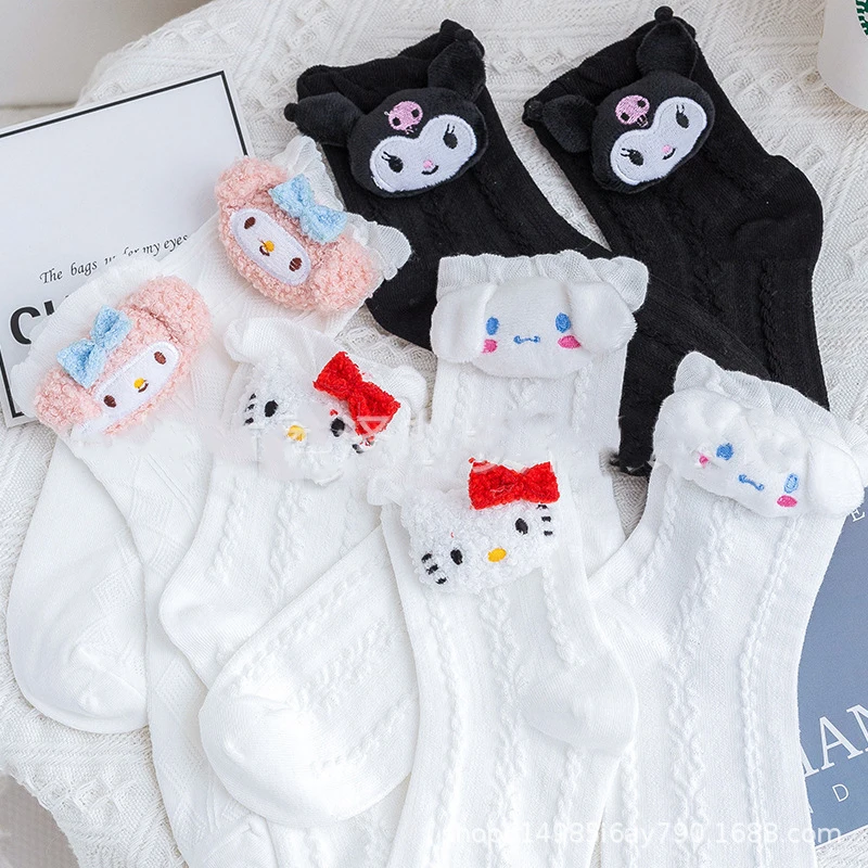 

Lovely Socks Autumn Winter Thickened Warmth Japanese lovely KT cat Coral Velvet Sleeping tube Socks to family of Christmas gifts