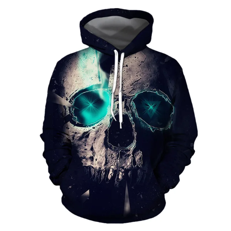 

2019 cross-border fall and winter new Halloween skeletons 3 d printed men's hoodies lovers baseball suit custom