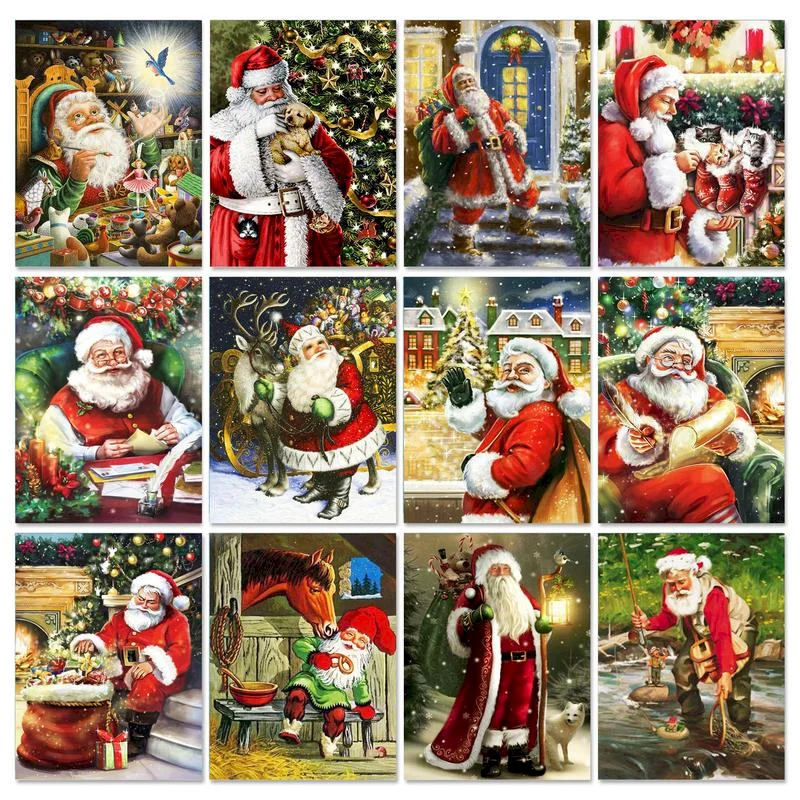 

GATYZTORY Painting By Numbers Santa Claus Kit On Canvas Handpainted Art Picture By Number Christmas Gifts Drawing Home Decorat