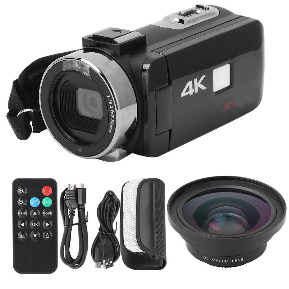 Bundle 4 3 дюйма 4K HD видео Камера Wi-Fi Ночное видение 16x Zoom ультра-hd Сенсорный экран Цифровая видеокамера Камера комплект с пультом дистанционного управления Управление - Цвет: Bundle 4