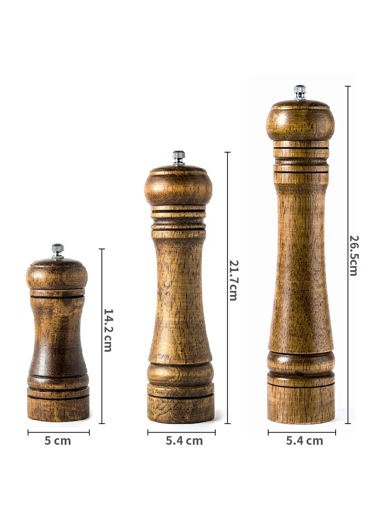 

5 "8" 10 "Salt And Pepper Grinder, Solid Wood Spice Peppermill With Highly Adjustable Ceramic Grinder Kitchen Cooking Tools
