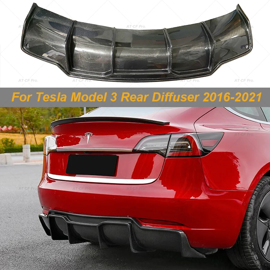 

Углеродное волокно/яркий черный задний бампер диффузор спойлер подбородок для Tesla Model 3 защитный диффузор для губ 2016-2019 2020 2021car