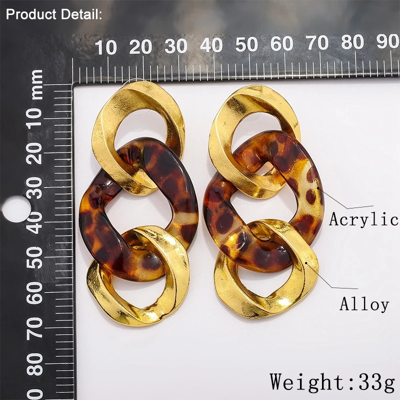 Junlead новая мода ZA винтажные золотые Висячие серьги Леопардовый цвет акриловый