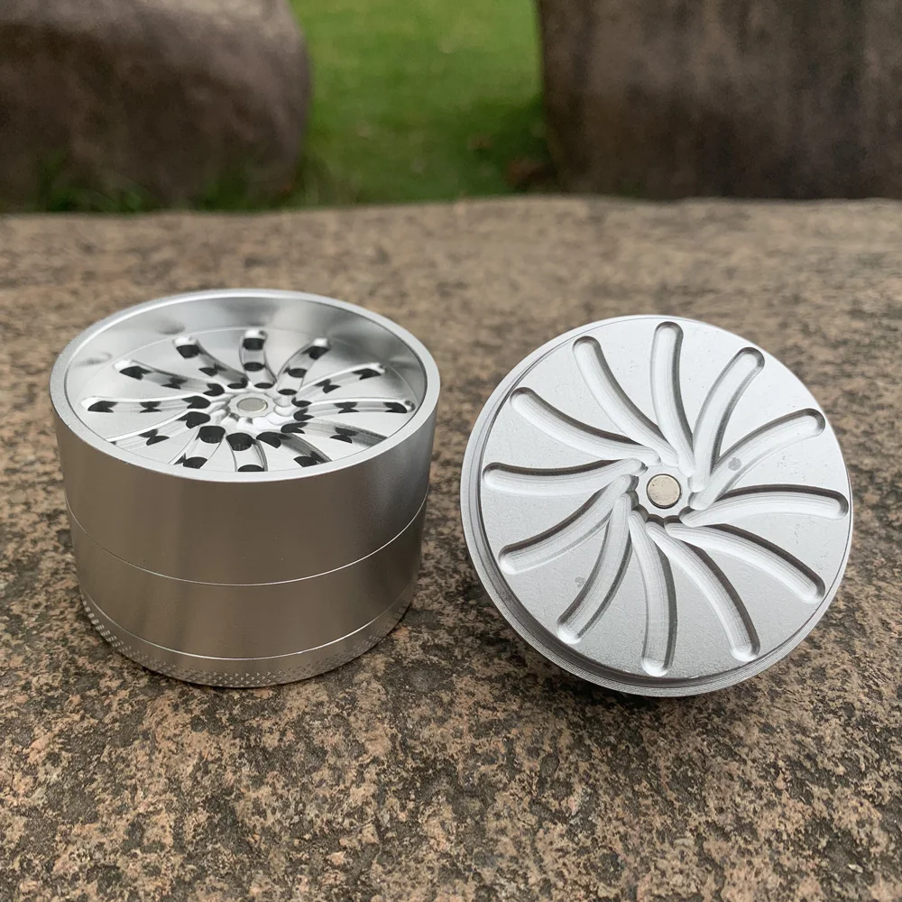 

HONEYPUFF Aluminum Groove Grinder by AeroSpaced 53MM 4Piece Metal Grinders CNC Toothless Tobacco Smoke Crusher