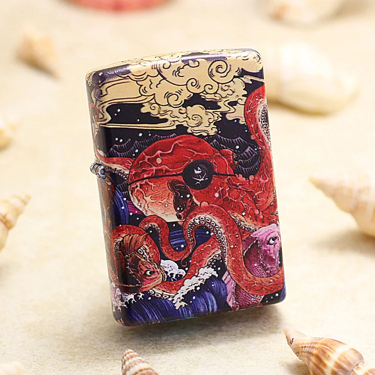 Оригинальная масляная Зажигалка Zippo медная ветрозащитная цветная красная