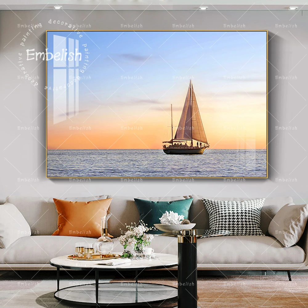 

1 Pieces Sailing Boat On The Sea Landscape HD Print Canvas Oil Paintings For Living Room Modern Home Decor Pictures Wall Posters