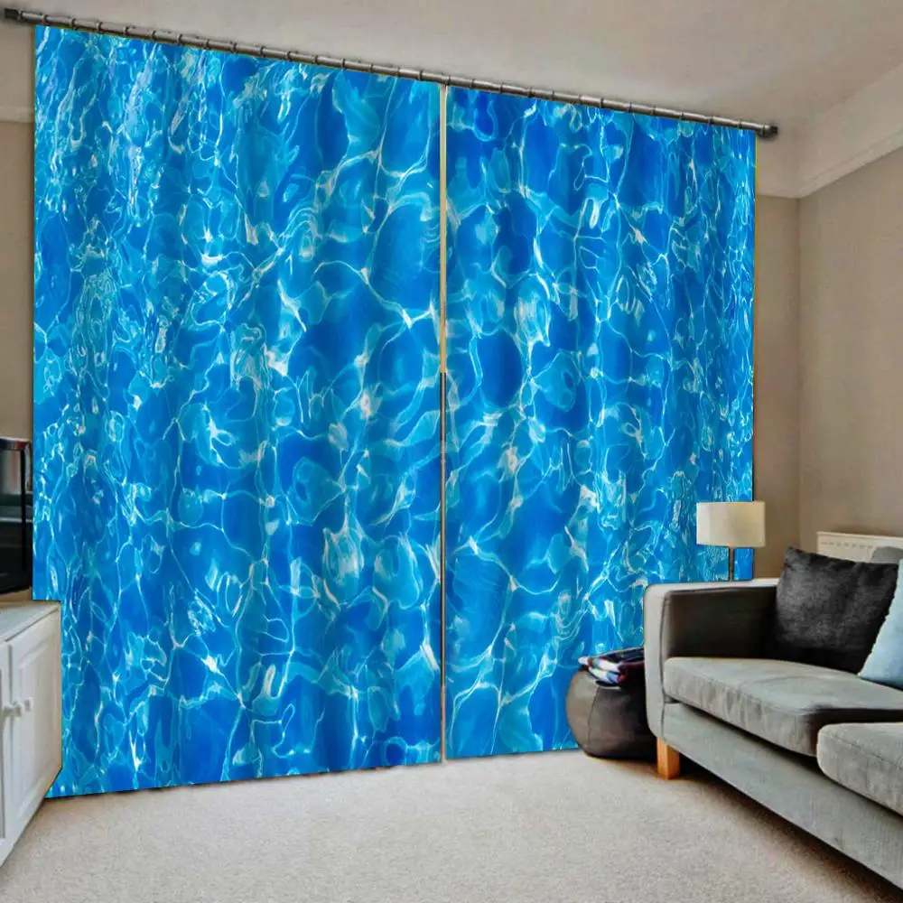 Синяя вода сверкающая рябь оконные шторы для гостиной плотные спальни на заказ