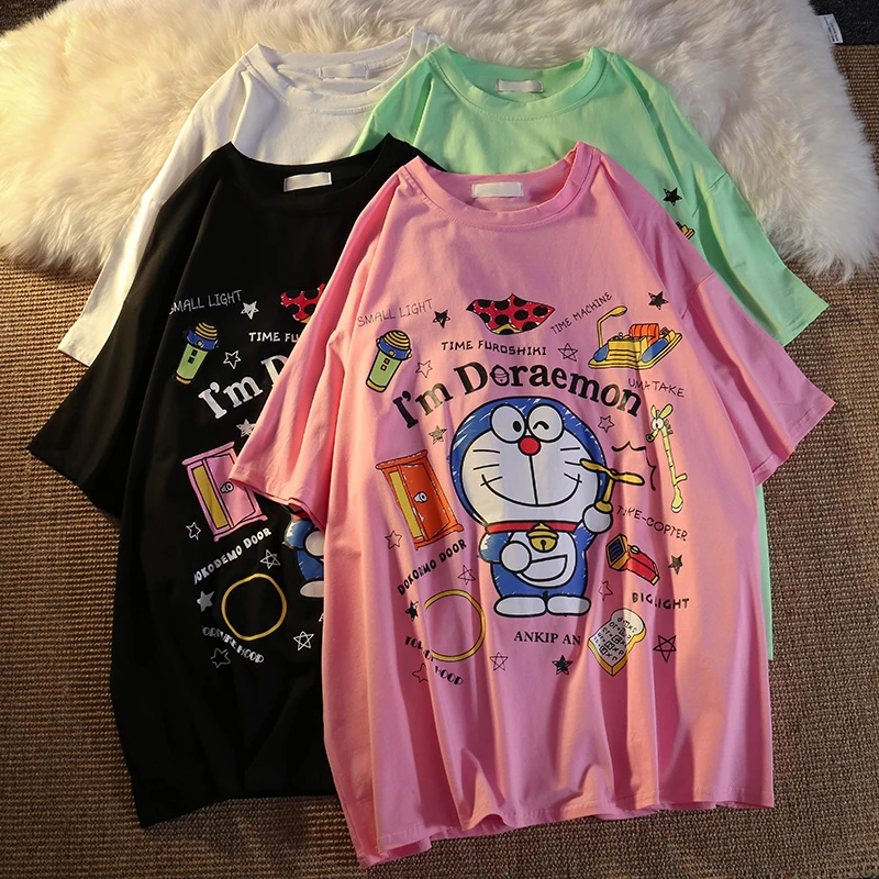 

Cute Lovely Cartoon T-Shirts Women Summer Short Sleeve Harajuku Tees Korean Fashion Students Top 2021 Camisetas De Mujer