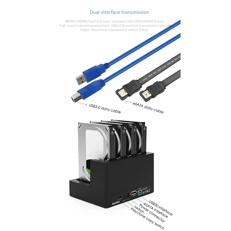 

MAIWO K3094A Hard Disk Duplicator 2.5/3.5 Inch Mechanical/Solid 4-Bay