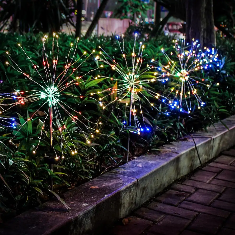 

1pcs Colorful Firework Lights Outdoor Solar Power LED String Copper Wire Fairy Lights Waterproof Festival Party Decor