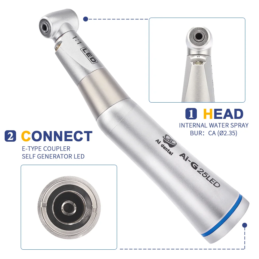 AI-X-DSG20LED/SG20LED/G20LED/G25LED Dental Handpiece Low Speed Self-generator LED Contra Angle Supply Consumables Equipments