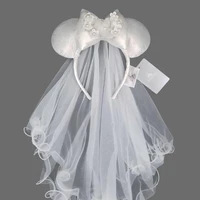 mickey headdress headband princess white wedding dress minnie lace hairpin headband new fairy mickey mouse wedding dress