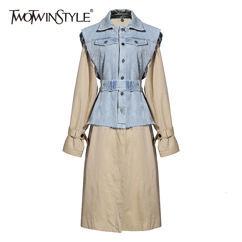 Женский джинсовый жилет TWOTWINSTYLE повседневный комплект из двух предметов с