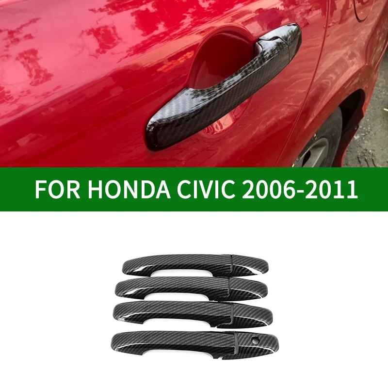 4 шт. для Honda Civic 2006 2011 восьмое поколение черное углеродное волокно узор Дверная