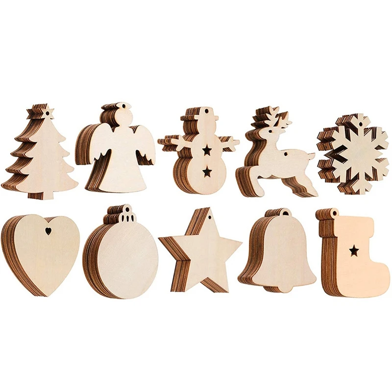 

1Set Christmas Ornament Wooden Hanging Pendants Star Xmas Tree Bell Christmas Decorations for Home