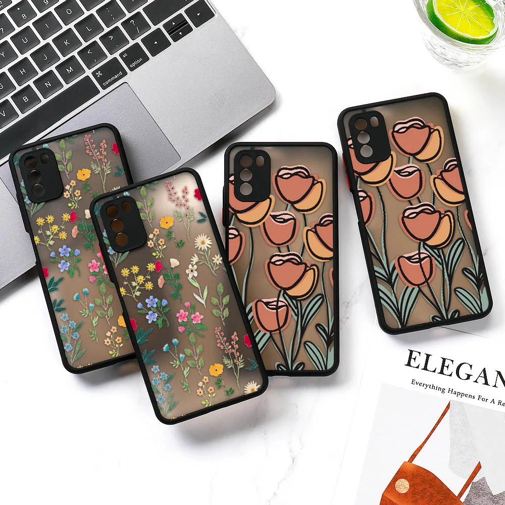 

Cover For Xiaomi Redmi 9 Case Flower Fundas On Redmi 9T Note 9 Power 9C NFC 9A Matte Case On Poco X3 NFC M3 F3 K40 Pro Mi 11i