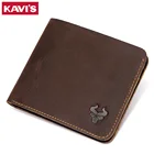 Тонкий кожаный мужской кошелек KAVIS, бумажник из 100% натуральной кожи, мини-кошелек для кредитных карт, тонкие маленькие карманные сумки для мужчин