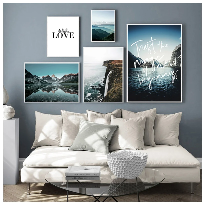 

Wall Art Pictures Canvas Paintings Nature Landscape Posters Nordic Style Mountain Love Prints Scandinavian Home Decoration
