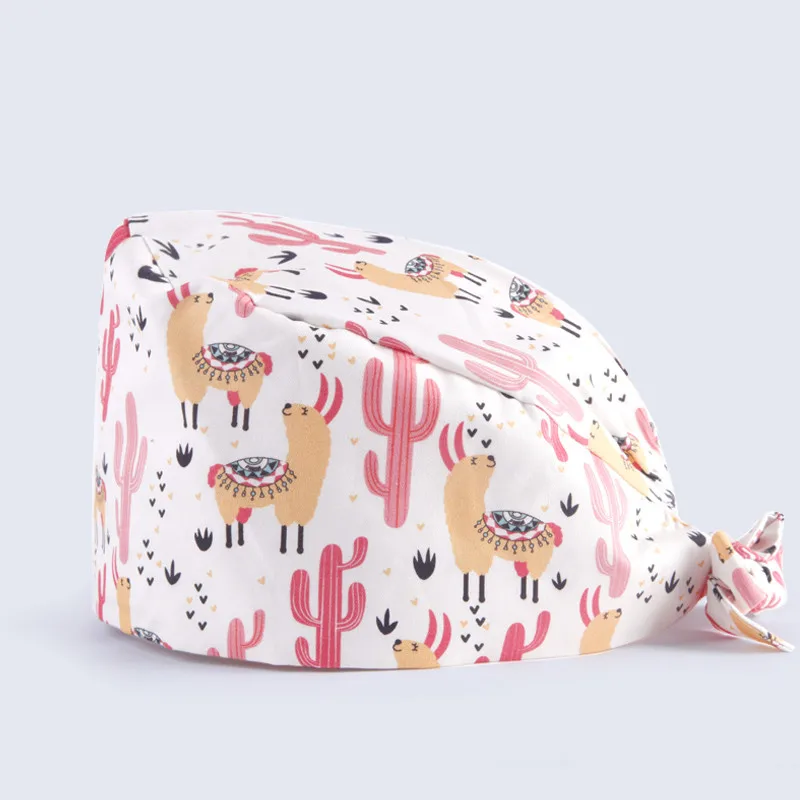 Alpaca desert cap Хлопковая кепка с принтом динозавра, медицинская Рабочая кепка, регулируемая хирургическая Кепка s для женщин и мужчин, дешевая шляпа для стоматолога - Цвет: Alpaca desert cap
