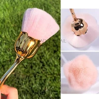 nail art dust brush manicure rose flower nails brushes clean dust powder removal soft brush metal handle tips salon tools