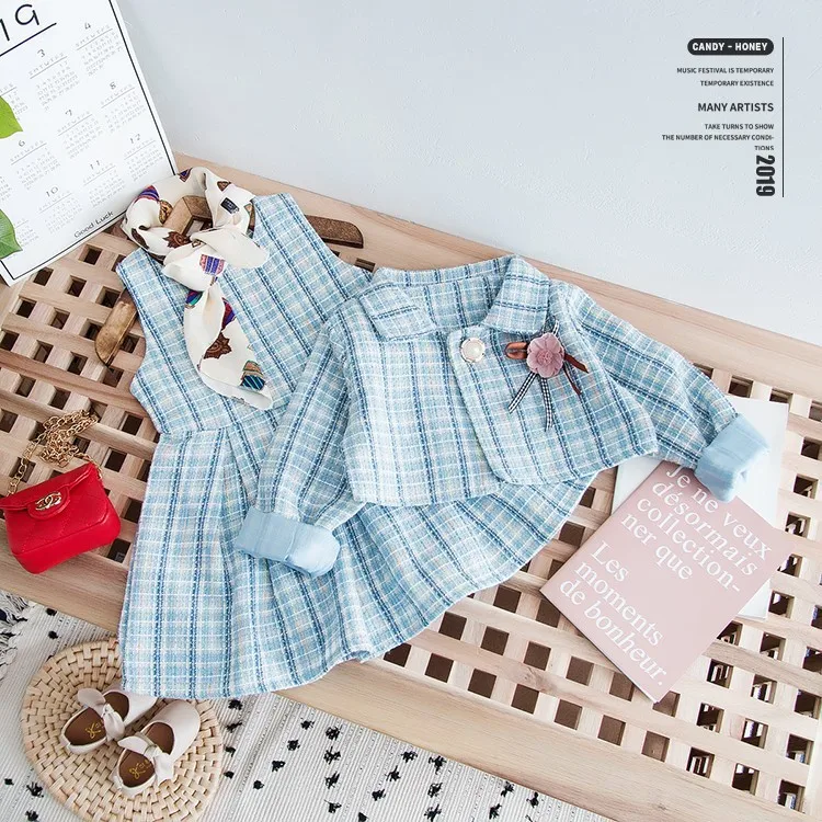 Коллекция 2019 года комплект зимней одежды для девочек клетчатый кардиган с