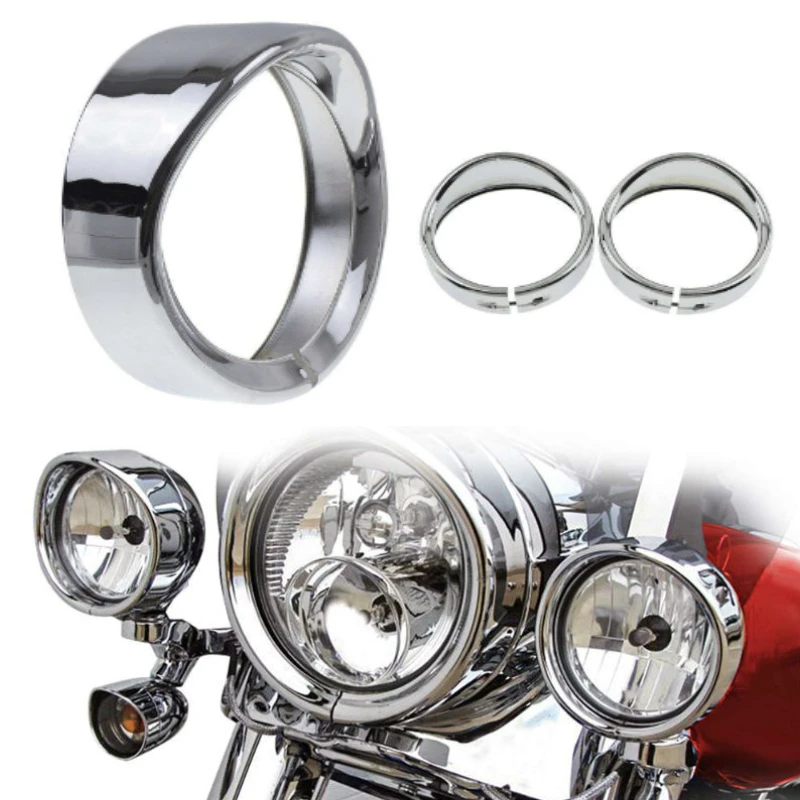 

Motorcycle Accessories 7" Headlamp Trim Ring & 4.5" 4 1/2 inch Auxiliary Trim Ring For Touring Electra Street Glide 1996-2018