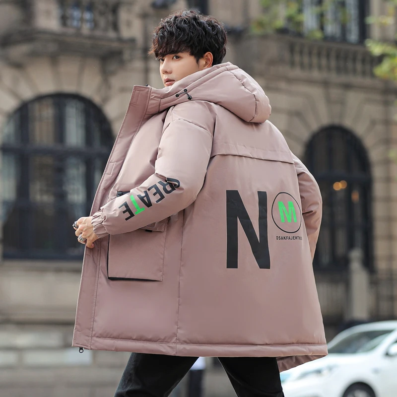 Classic Winter Men's Mid-Length Warm Thick Hooded Parkas Long Cotton-Padded Jackets Outwear Puffer Coats Windproof Tops Clothing