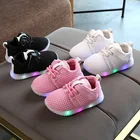 Кроссовки для новорожденных мальчиков и девочек, светящиеся, со светодиодной подсветильник кой