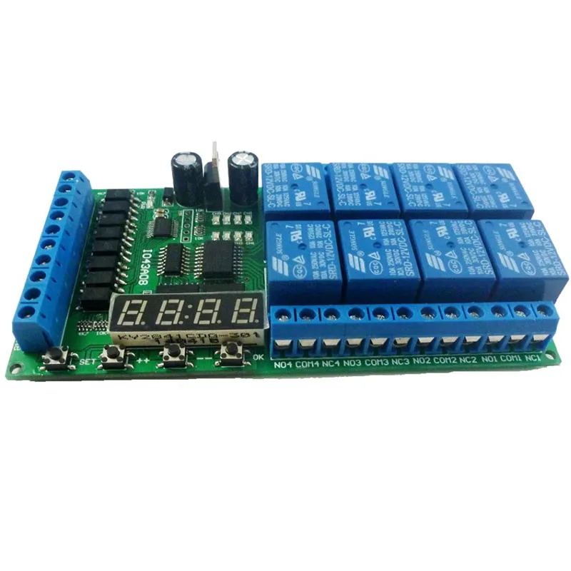 Dc12V 8 каналов Многофункциональное реле задержки таймера переключатель времени