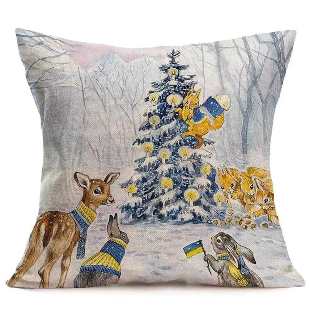 G Льняная Рождественская наволочка 45*45 с рисунком дивана cojines decorativos para sof квадратная форма наволочка для украшения дома - Цвет: G