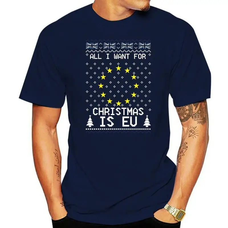 

Рождественская футболка Европейского союза, европейские звезды, флаг Великобритании, праздничный подарок, футболка, хлопковые топы большо...