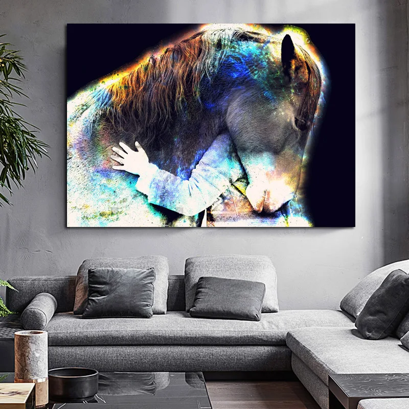 Современная живопись холст постеры с животными и принты лошадь настенные