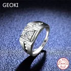 Geoki 925 пробы серебро 1 карат идеальный крой D Цвет VVS1 Муассанит Для мужчин кольцо Роскошные прошел алмаз Тесты обручальные кольца с камнями Для мужчин t кольца