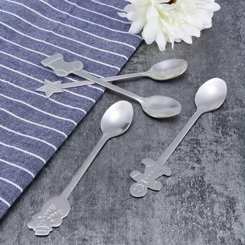 4 шт. Рождественская ложка из нержавеющей стали модная мультяшная для кофе чая