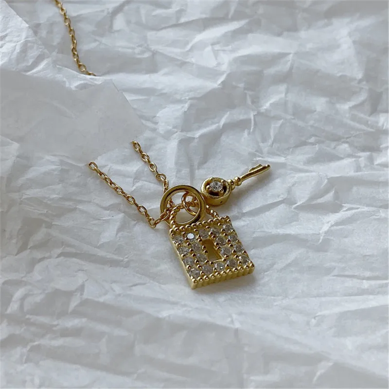 RUIYI 925 стерлингового серебра для женщин ключ замок кулон ожерелье девочек подарок