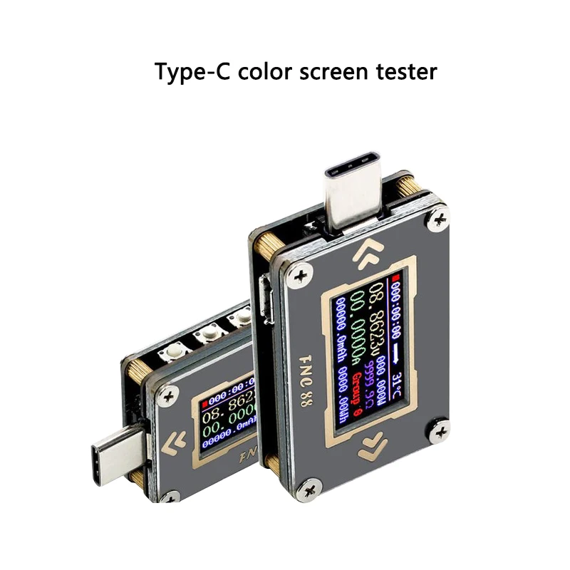 Цветной экран PD быстрой зарядки Обнаружение типа-C Вольтметр и амперметр Емкость Тестер измерения температуры ON.