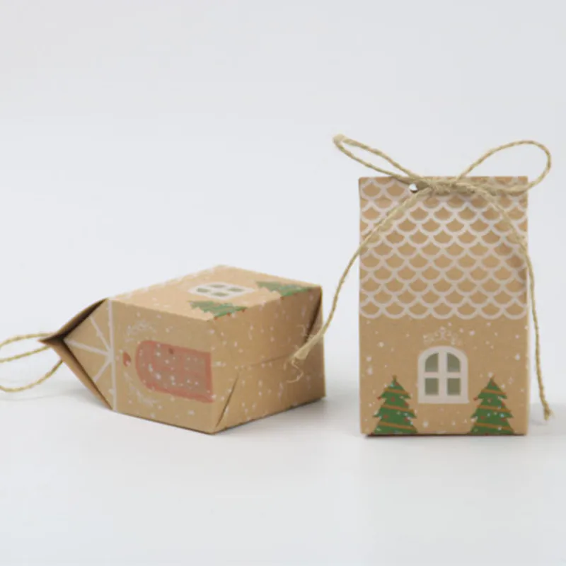 5 шт. рождественские подарочные пакеты для конфет в форме домика с веревками